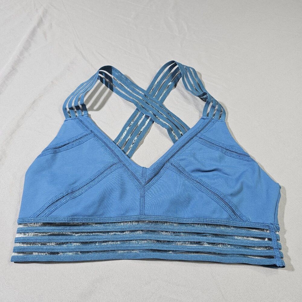 Alo Yoga Blue Wild Thing Sports Bra Size S Small Strappy Crossback Activewear